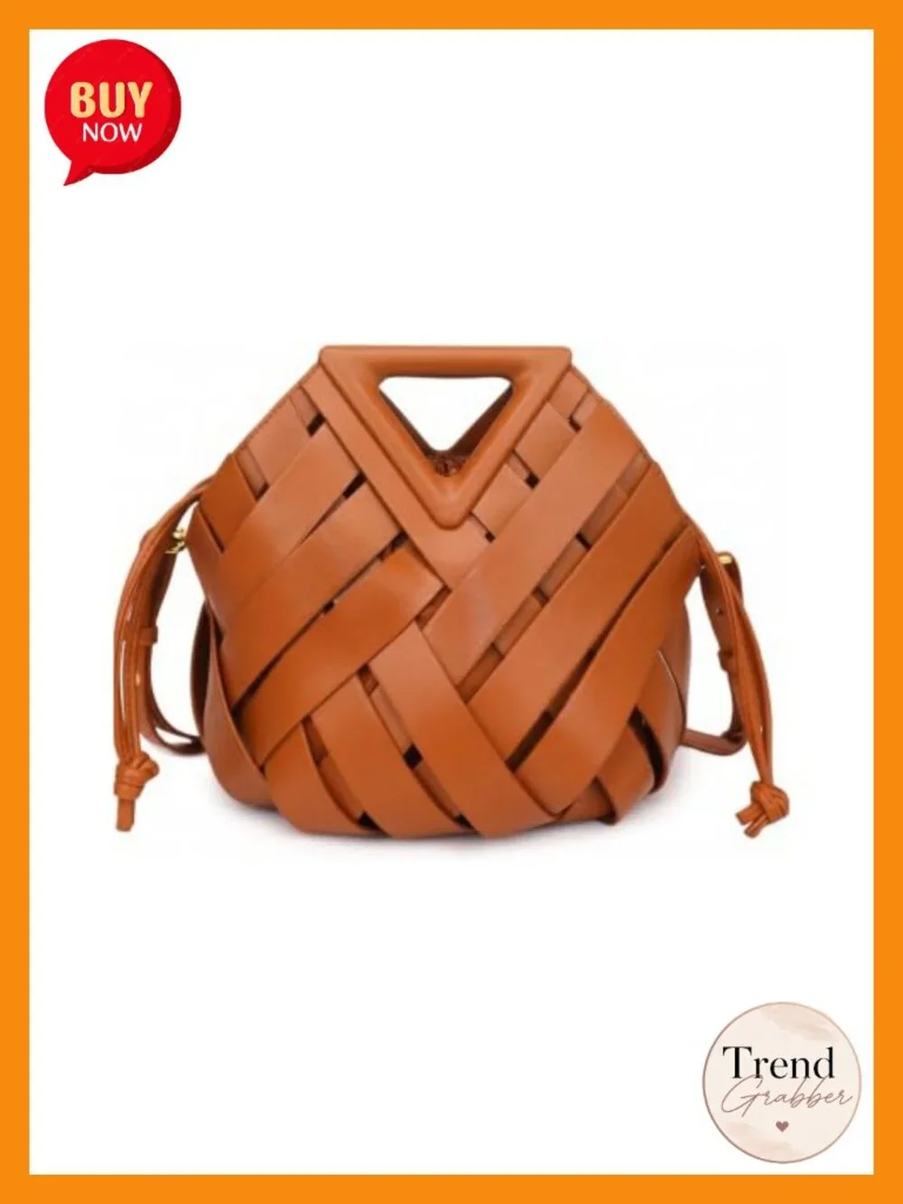 Woven Vegan Leather Bucket Purse Crossbody Hobo Adjustable Strap